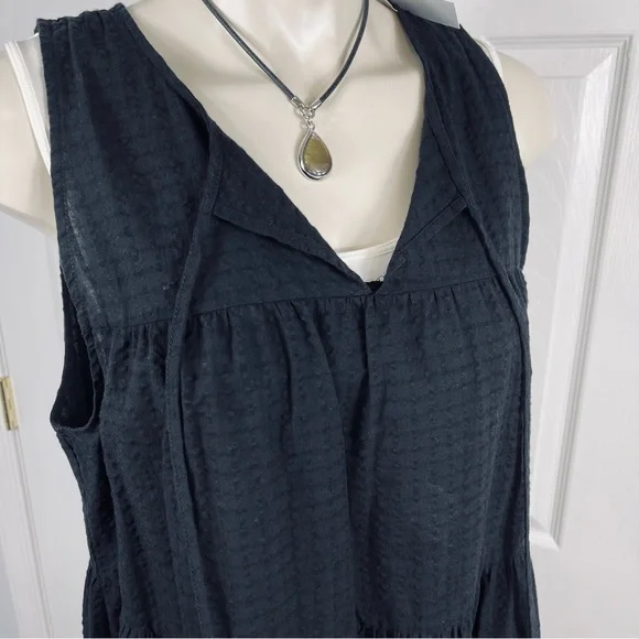 TOPSHOP tank top layered looking Flowy blouse SOLID BLACK V neck sleeveless 12 - Picture 3 of 11